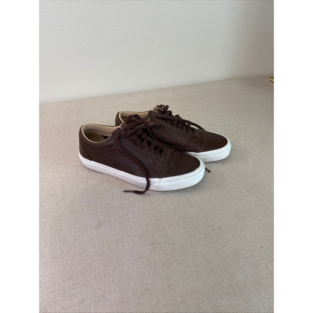 Vans Old Skool Brown Tumbled Leather Low Top Sneakers Mens 8 Womens 9.5 721278
